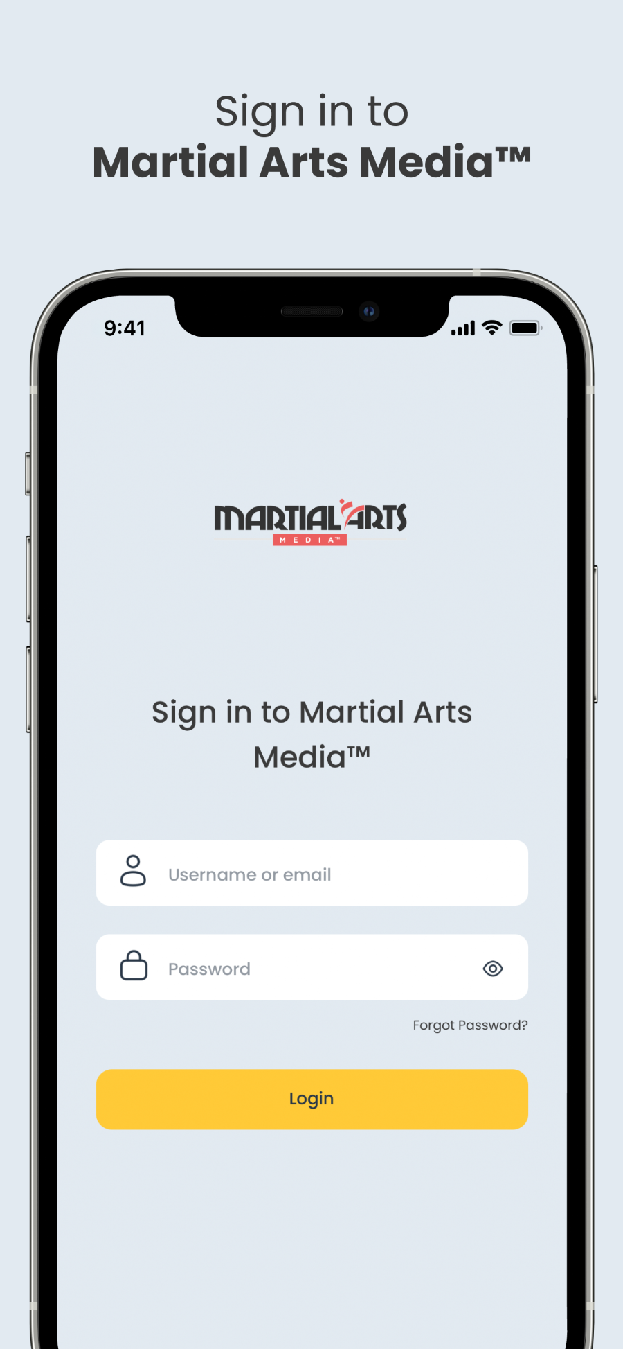 Martial Arts Media™ App Welcome Screen